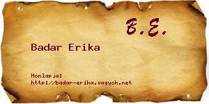 Badar Erika névjegykártya